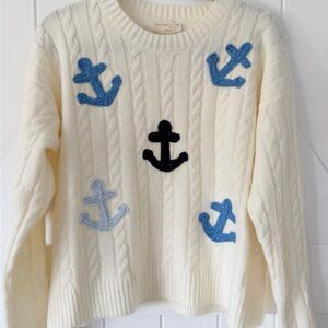 Women's Cream Sweater with Anchor Design